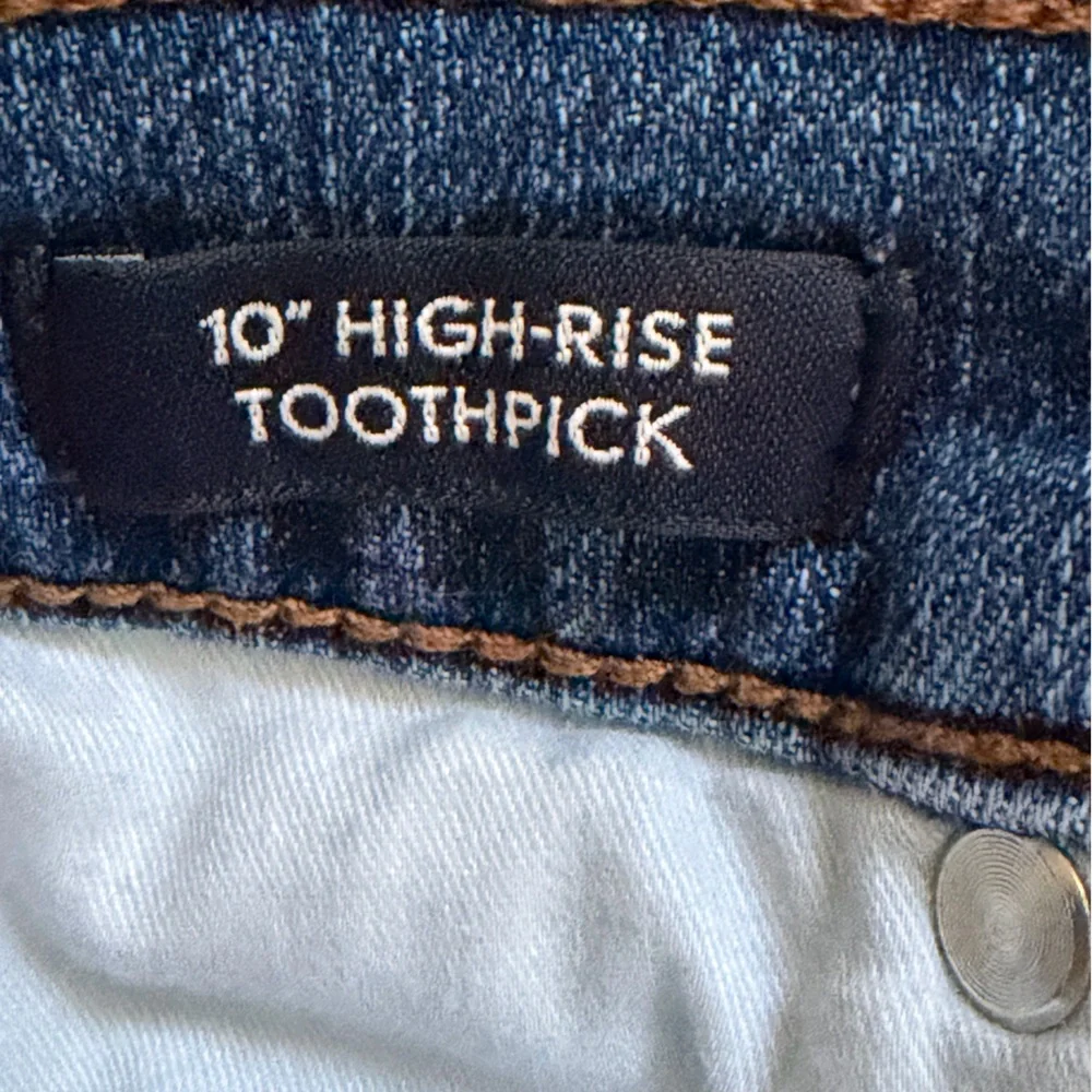 J.Crew Jeans 10” High Rise Toothpick Button Fly Knee Patch Fading Raw Hem Size33